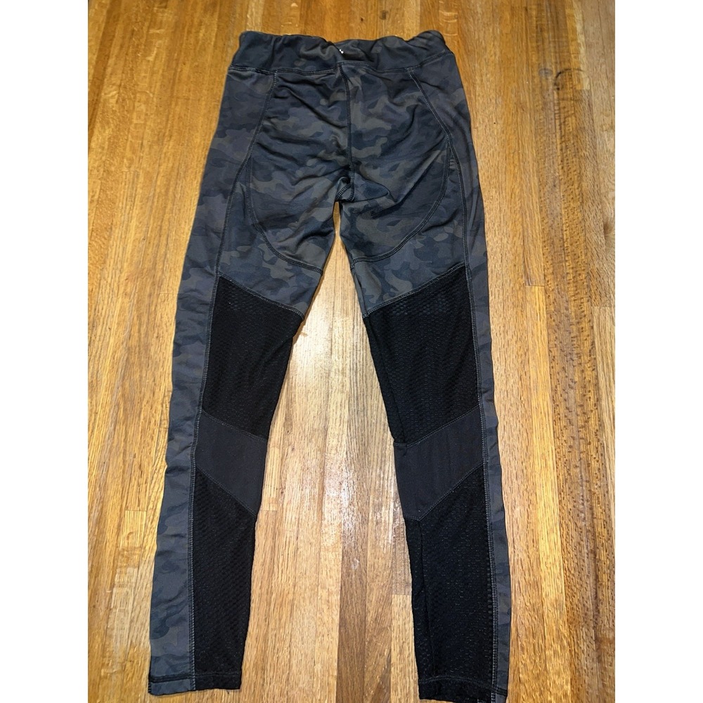Therapy Women Medium Black Gray Camo Mesh Panels Stretch Workout Yoga Leggings - Picture 6 of 6
